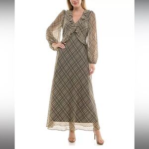 Taylor Ruffled Chiffon Fit & Flare Dress